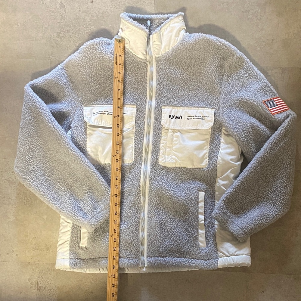 H&M Gray and White Sherpa Jacket
